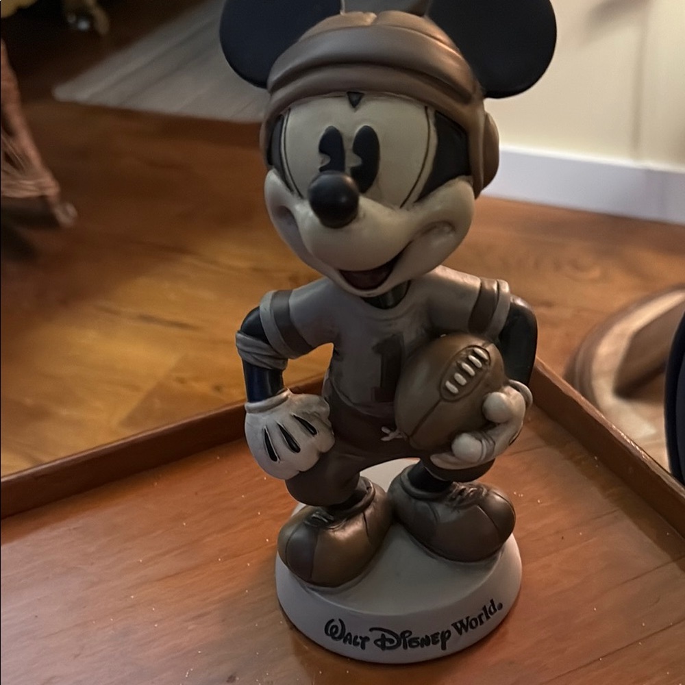 Walt Disney World Vintage Mickey Football Bobble Statue - Brown/Tan